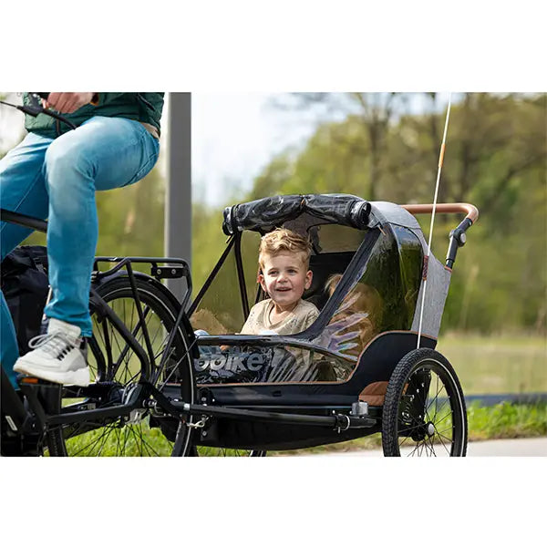 Bobike 2 in 1 Fietskar 2-Kinderen - Zwart/Grijs