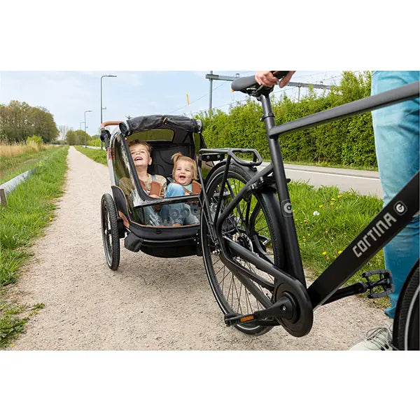 Bobike 2 in 1 Fietskar 2-Kinderen - Zwart/Grijs